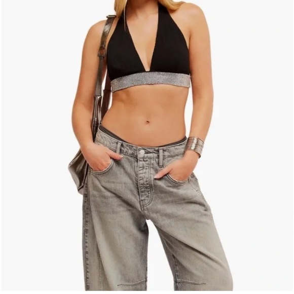 Free People Black and Silver Halter Top - Picture 2 of 4